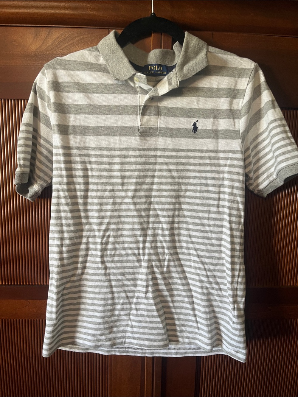 Polo by Ralph Lauren White and Gray Striped Men's Polo